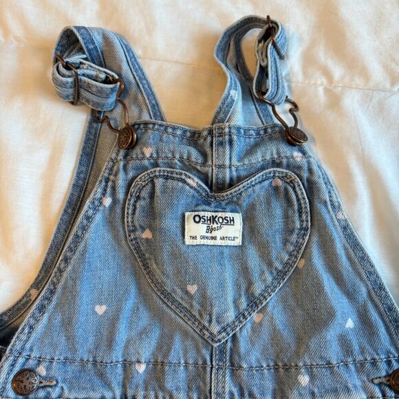 Oshkosh Denim Heart Overalls Valentines 24 months - Picture 4 of 9